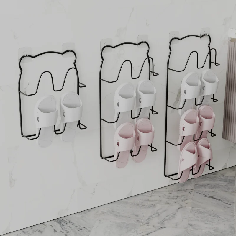 Metal Iron Art Shoe Hanger Indoor Restroom Bathroom Hanging Slippers Drain Drying Rack Household Storage Tools Organizer Shelf