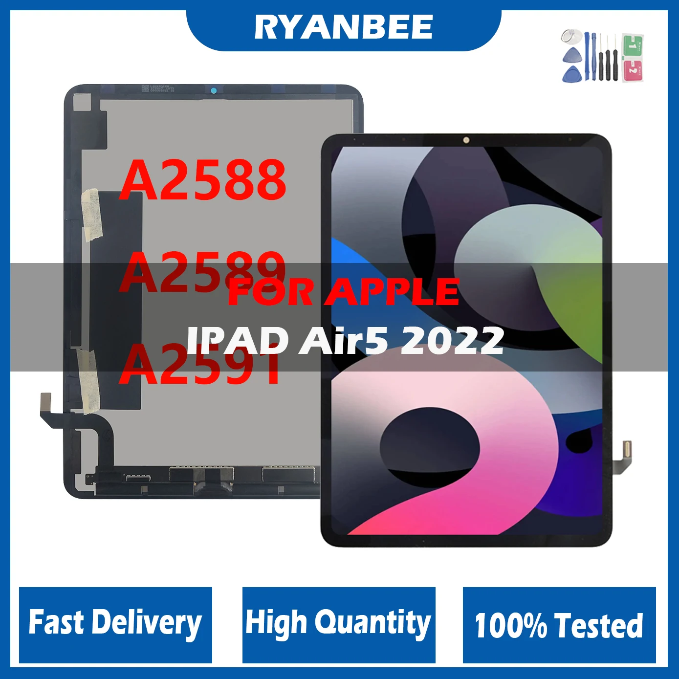 100% Test Originale Per Apple Ipad Air 5 5Th Gen Air 5 2022 A2588 A2589 A2591 Display Lcd Touch Screen Sostituzione Per Ipad Air 5