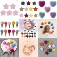 Newborn Wool Felt Heart Ice Cream Props Tiny Baby Girl Boy Photo Shoot Handmade Crafts Felt Photography Props Accessories Cute 1