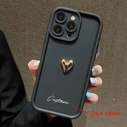 3D Gold Love Heart Personalized Custom Name Phone Case Cover for A53 5G (1)