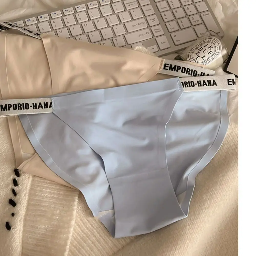 

Дышащие Модные однотонные Мягкие Бесшовные шелковые трусики с высоким разрезом, женские трусики с низкой талией