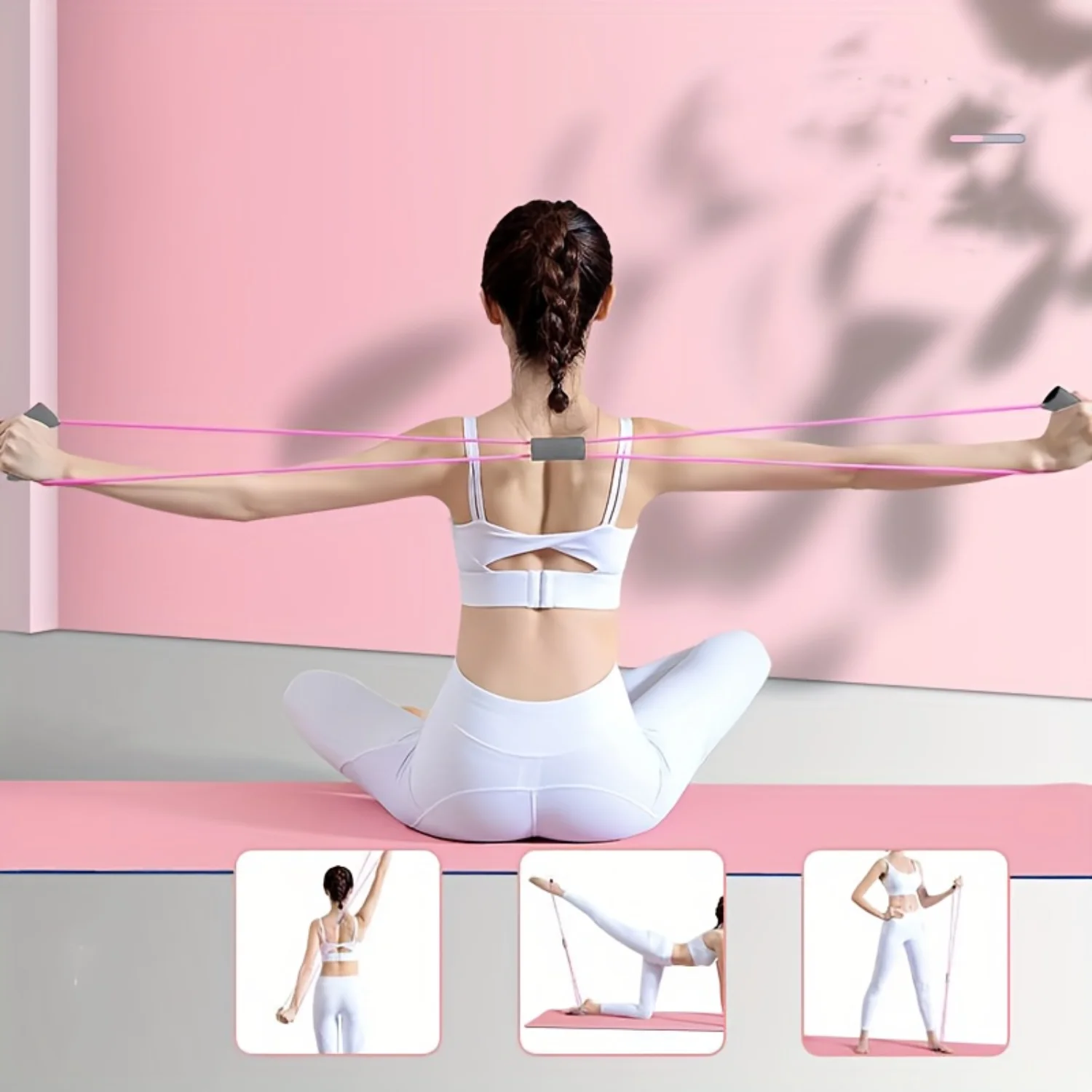 5pcs Yoga Equipment Set, Including Leg Training Clip, Yoga Stretching Ring, 8 Shaped Resistance Rope, Pedal Puller, Fitness