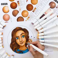 Ohuhu Honolulu 24 Skin Colors Marker Pen Set Alcohol Art Markers Refillable Dual Tips Sketching Drawing School Art Supplies 2