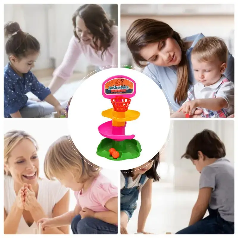 Rolling Ball Track Toy Throwing Basketball Track Toy Interactive Sliding Sphere Tower Early Education Supplies For Toddler