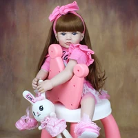 60 CM Soft Silicone Baby Reborn Doll For Girl Cloth Body 24 Inch Princess Toddler Long Hair Bebe Lovely Kid Birthday Gift 2