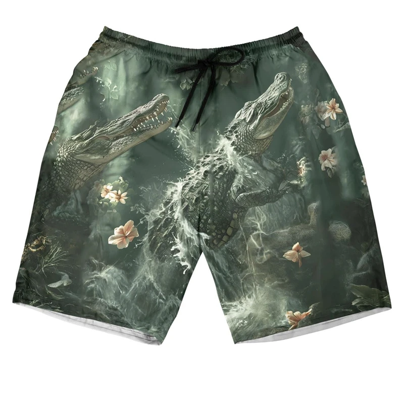 

Мужские пляжные шорты с 3d-рисунком аллигатора, повседневные Гавайские трусы