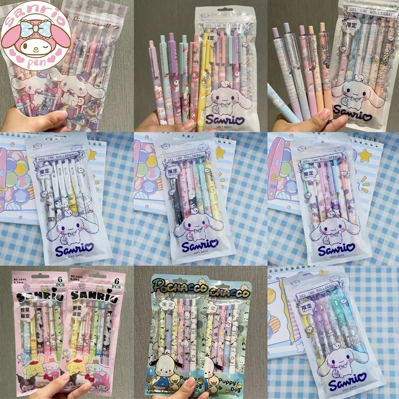 

Sanrio 12/24 шт. гелевая ручка, сумка, милая, коричная, офисные канцелярские товары, мультяшная, высокая стоимость, девушка, пресс, черная ручка, школьница, подарочная ручка