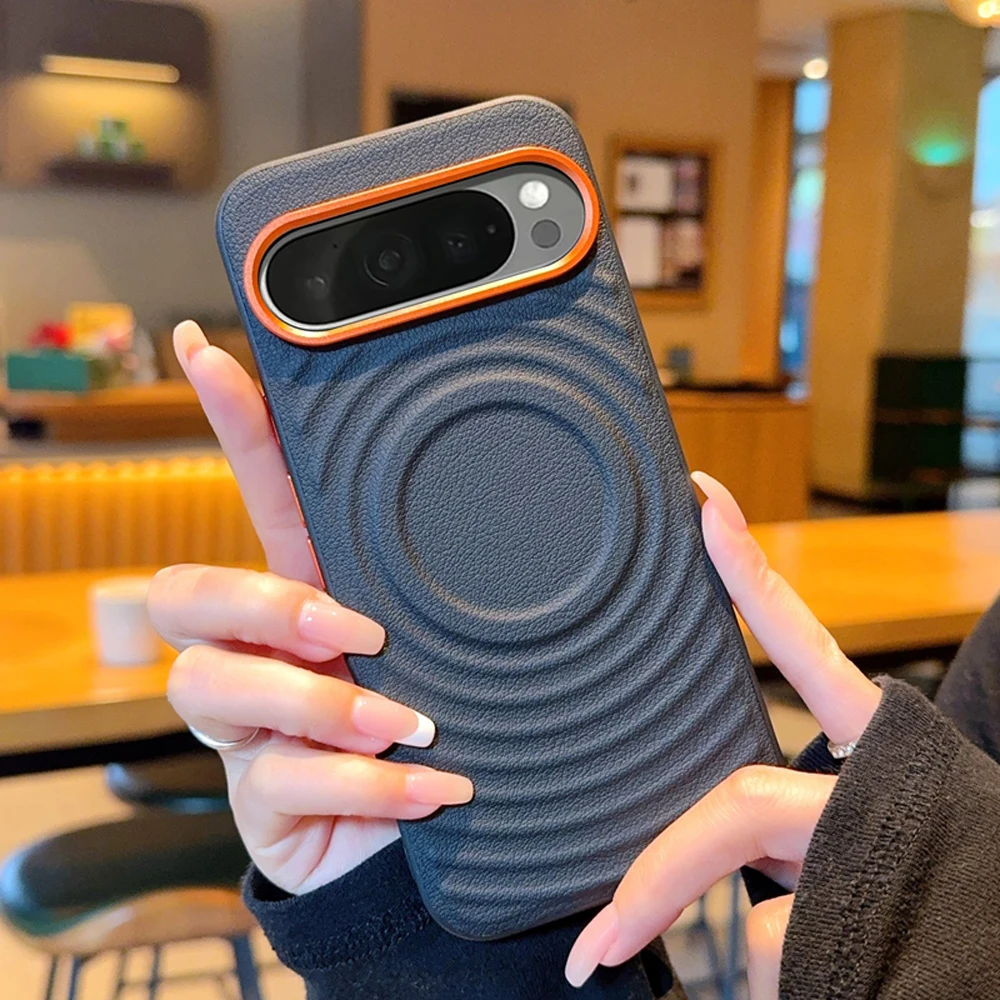 Solid Color Ripple Textured Magnetic Anti-Fingerprint Phone Case