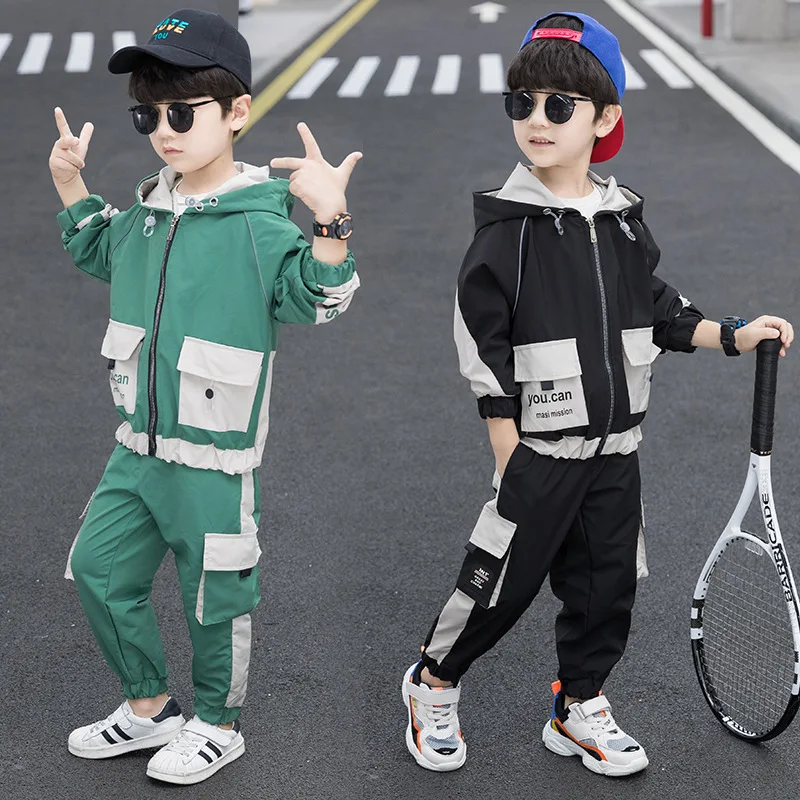 

Boys Coat +Pants Kids Sets Cotton 2PCS/Set 2023 New Spring Autumn Jogging Suit Uniforms Children Clothing
