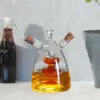 Oil and Vinegar Glass Bottle Clear Kitchen Cooking Container for Kitchen Double Pourer Spout Stoppers 2 in 1 for Kitchen Cooking 1