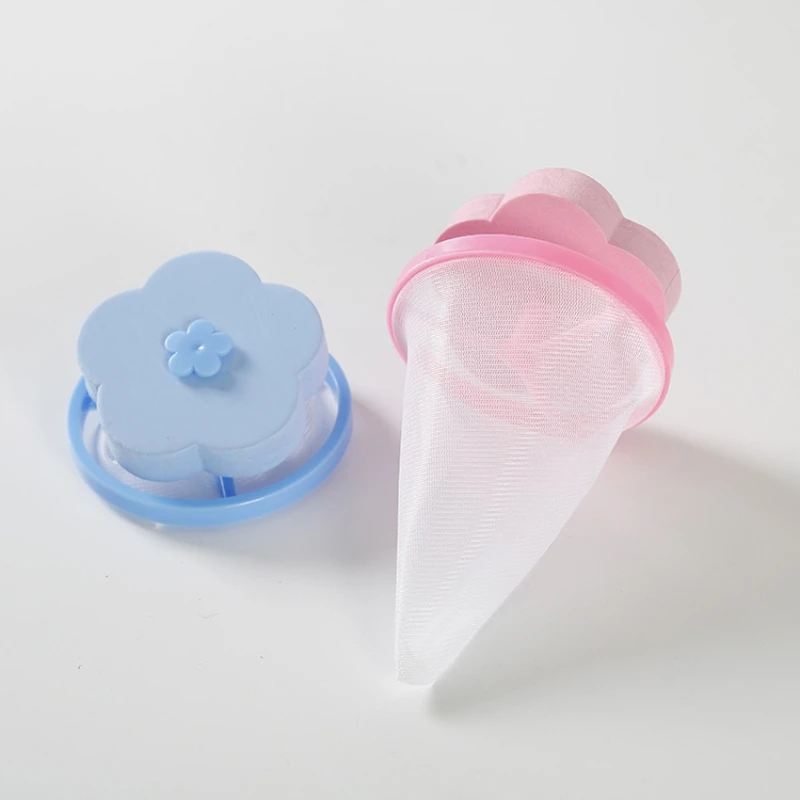 2PCS Or 1PC Washing Machine Filter Bag Cute Flower Shape Floating Washing Machine Hair Remover Filter (Single Pack Color Random)