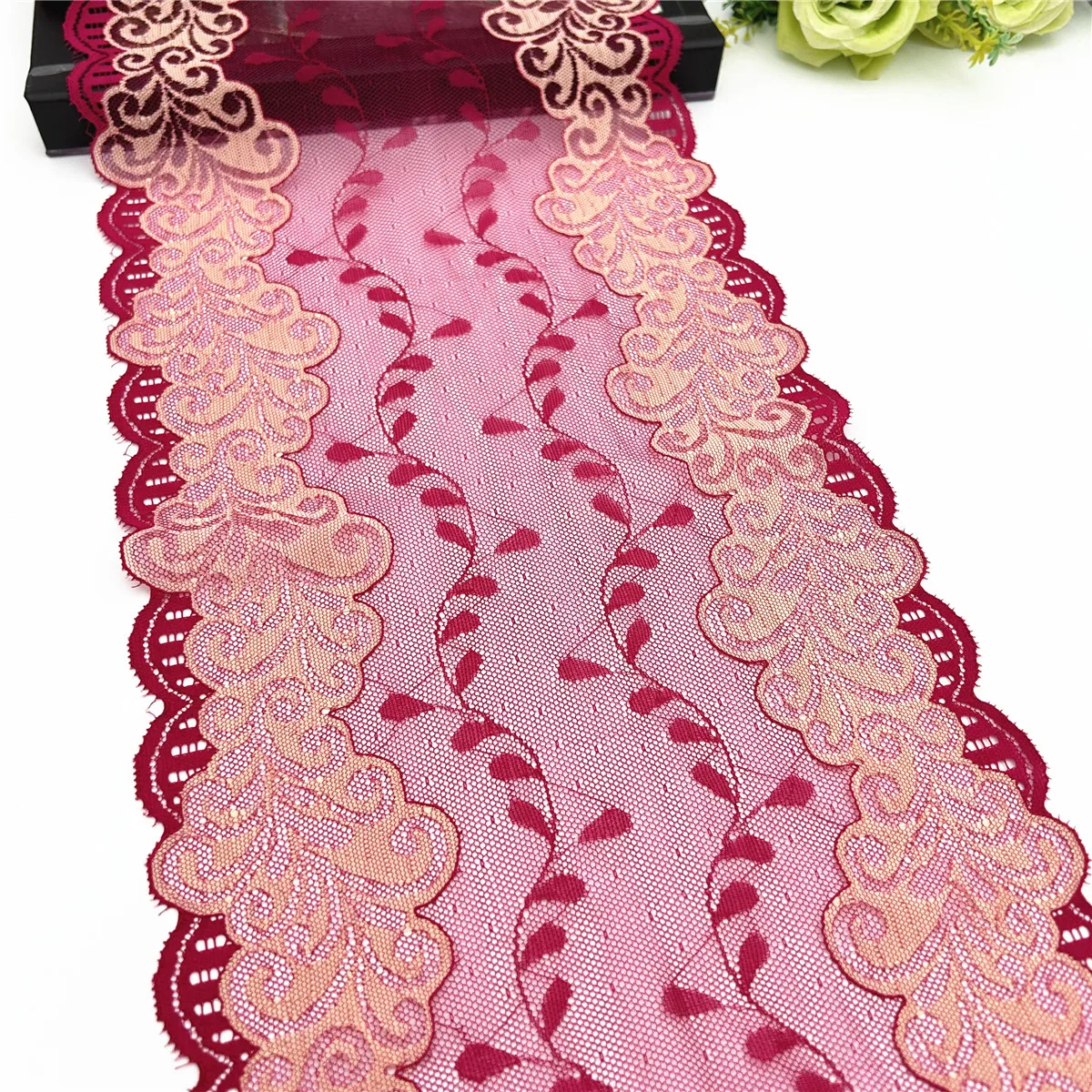 3y/lot Width 8 5/8 inch 22cm Red Yellow Elastic Lace 1