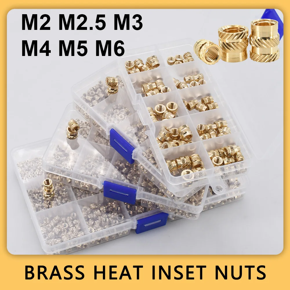 Duplo Twil Cobre Inserir Porca Recartilhada Aquecimento Injeção Insere Metric Rosca Latão Kit de Impressão 3d m2 M2.5 m3 m4 m5 m6