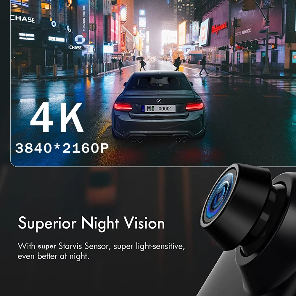 4K Dash Cam for Cars 10inch Car DVR WIFI Wireless Carplay Android Auto Video Recorder Front and Rear Rearview Mirror Dash Camera
