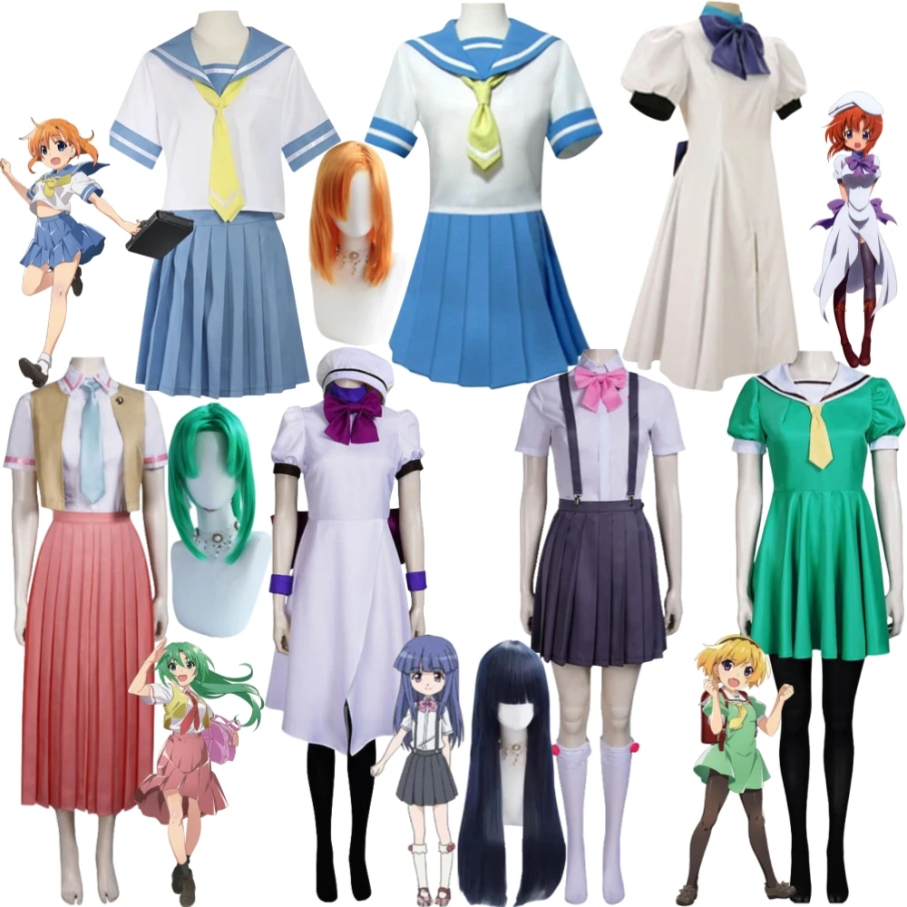 

Anime Higurashi When They Cry Hou Ryugu Rena Reina Furude Rika Hojo Satoko Sonozaki Mion Shion Cosplay Costume Wig Halloween Set