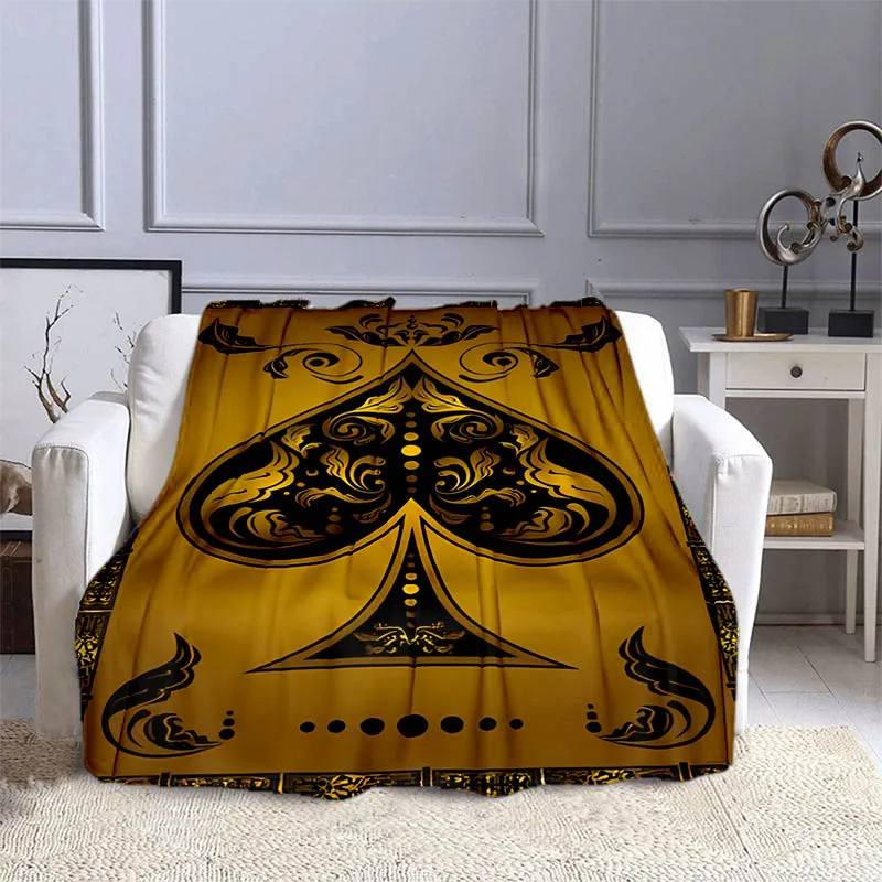 

Фланелевое Одеяло с принтом игральных карт, теплый плед, мягкое и удобное покрывало для дивана, спальни, гостиной, домашние дорожные одеяла