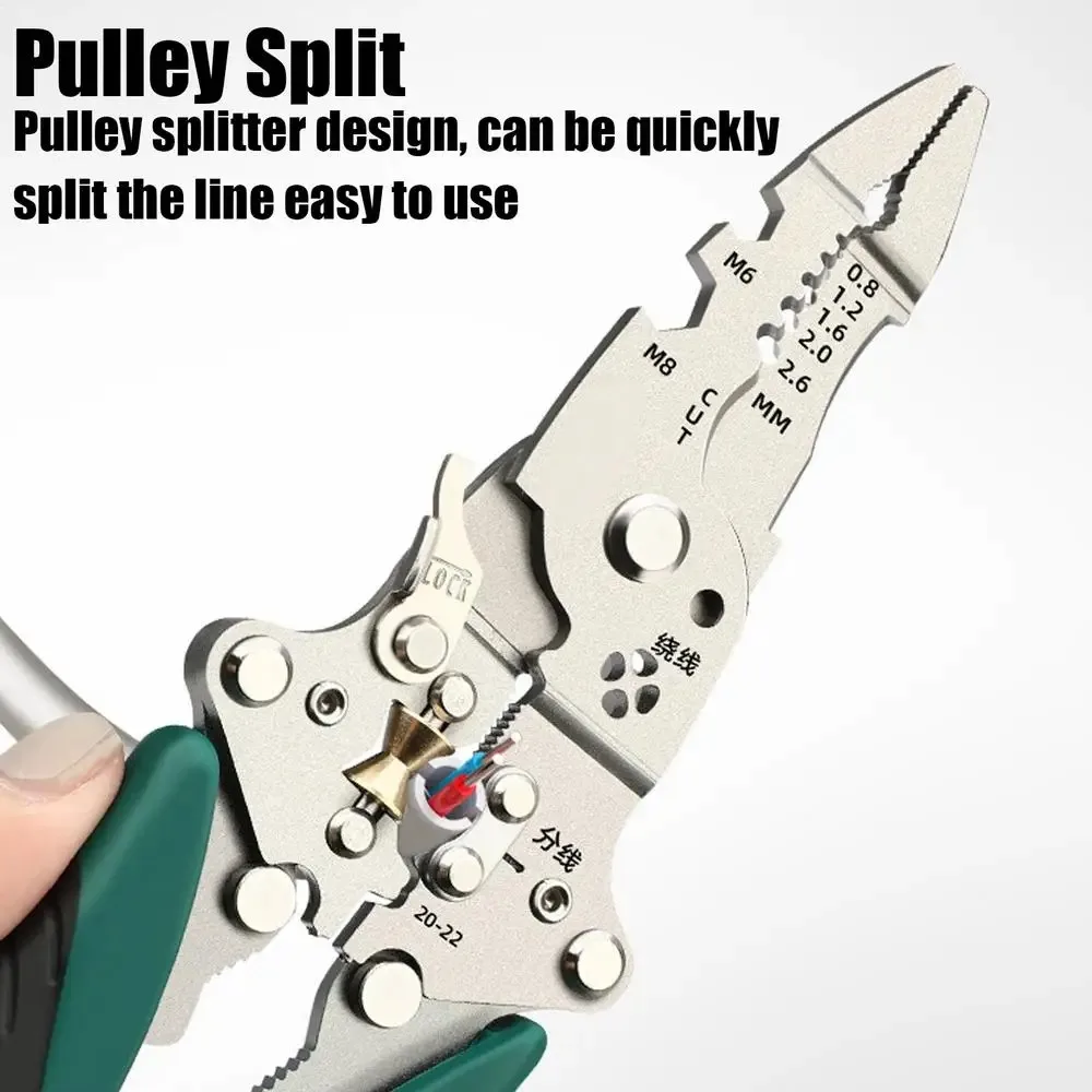 Wire Stripper Foldable Cable Cutter Stripper Pliers Multi-Function Electrician Hand Tool For Wires Cutting Crimping Winding