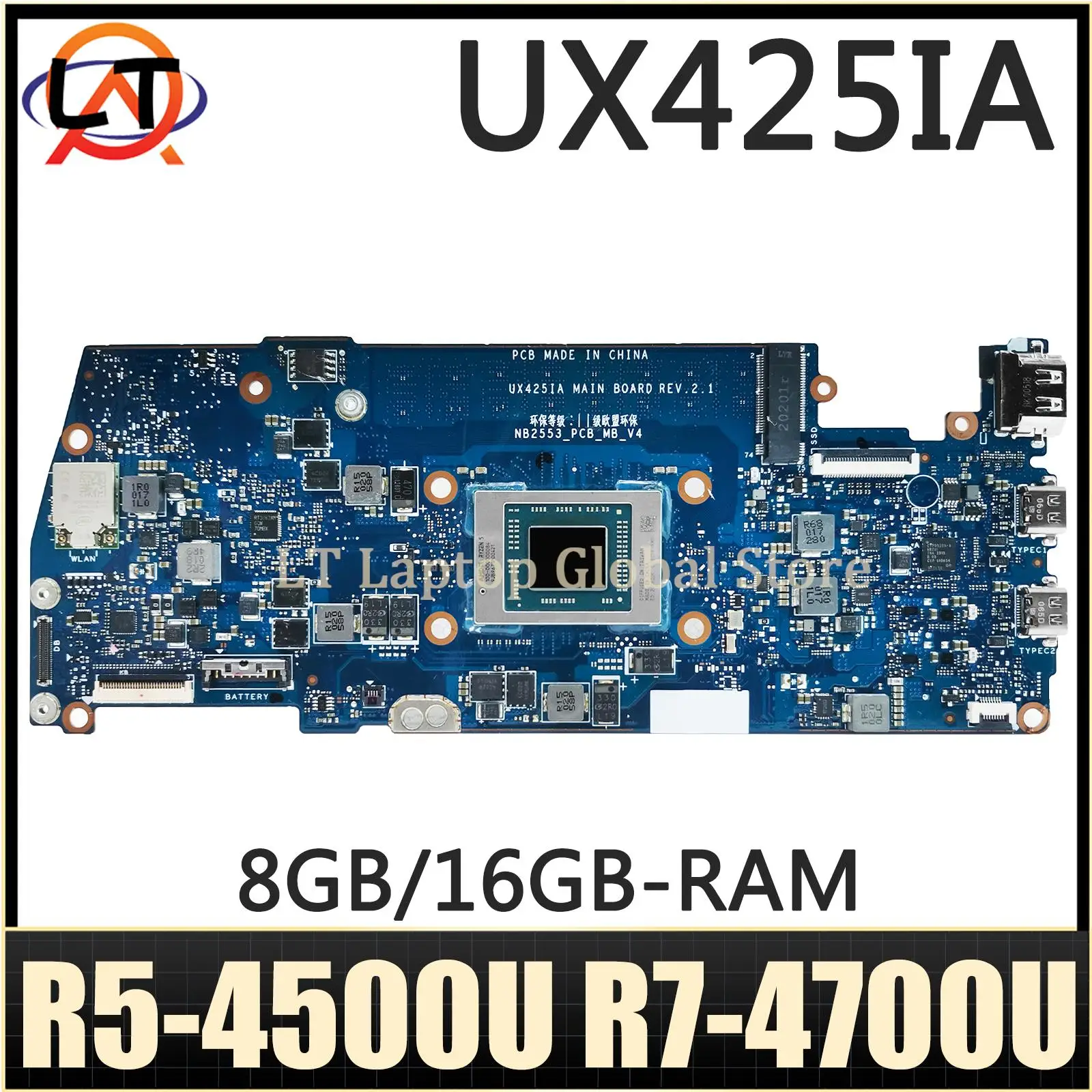 

UX425IA Motherboard For ASUS ZenBook UX425 UX425IA UX425I UM425IA Laptop Mainboard With R5-4500U R7-4700U CPU 8GB 16GB RAM