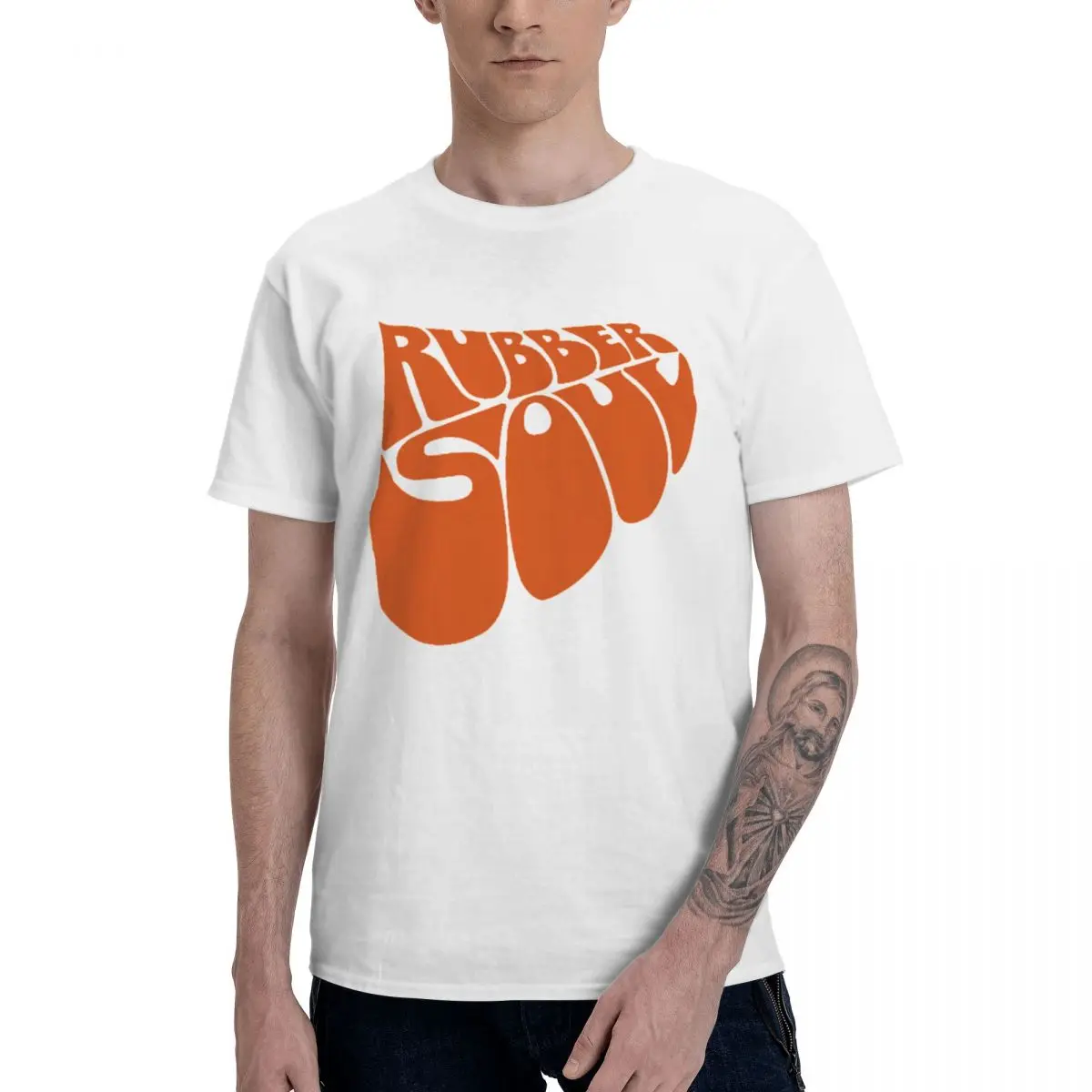 Fashion Rubber Soul Logo T Shirt Pure Cotton Crewneck Male T-Shirts Short Sleeve Oversized Unisex Tees Clothes 2