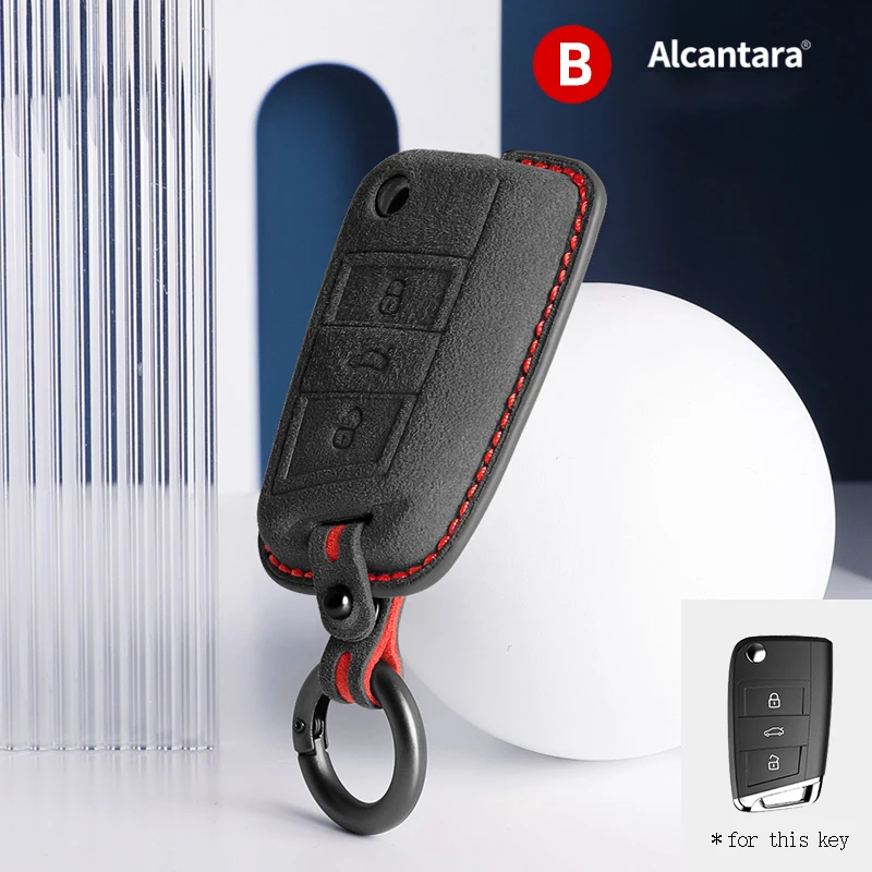 

Alcantara Car Key Shell Buckle Bag Accessories For Volkswagen Tiguan L Golf 7 Lamando Sagitar Teramont Lavida Bora Tayrgn