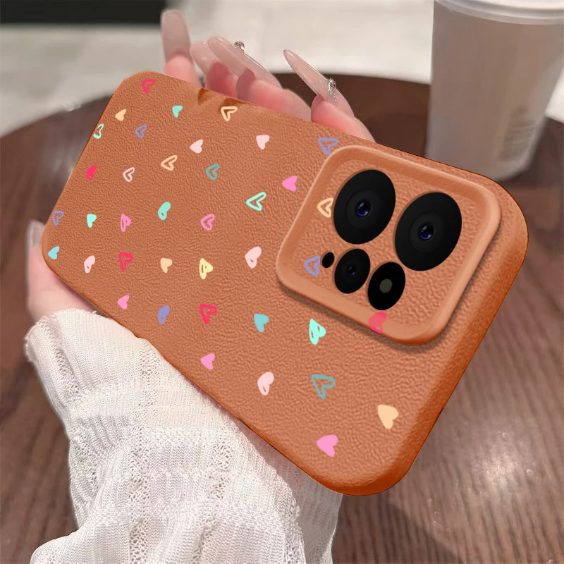 Leather Texture TPU Phone Case with Tiny Hearts Pattern