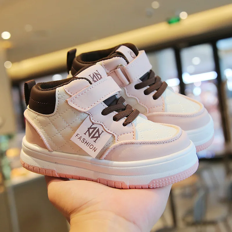 Children Sports Shoes Winter Plus Velvet Boys Sneakers Girls High-top White Shoes Leisure Trainers Breathable Kids Running