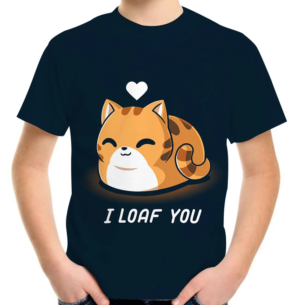 

Летняя детская футболка с 3D рисунком забавных животных, кошек, модная футболка, Детская школьная домашняя уличная одежда для малышей, повседневная одежда, топы