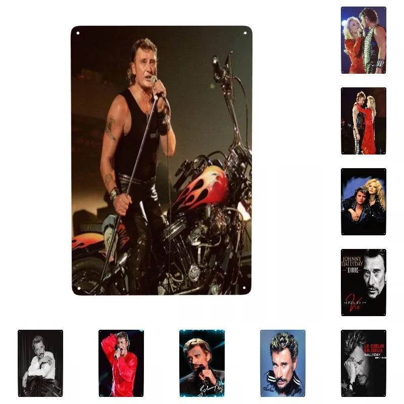 

Johnny Hallyday Motorcycle Metal Tin Sign Rectangle Custom French Rock Singer Signs Plaque Bar Cafe Restaurant Wall Art Decor