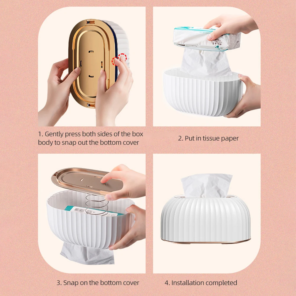 Luxury Tissue Box Desktop Tissue Organizer Shell Tissue Container Case Paper Holder Napkin Holder Household Storage Box 6