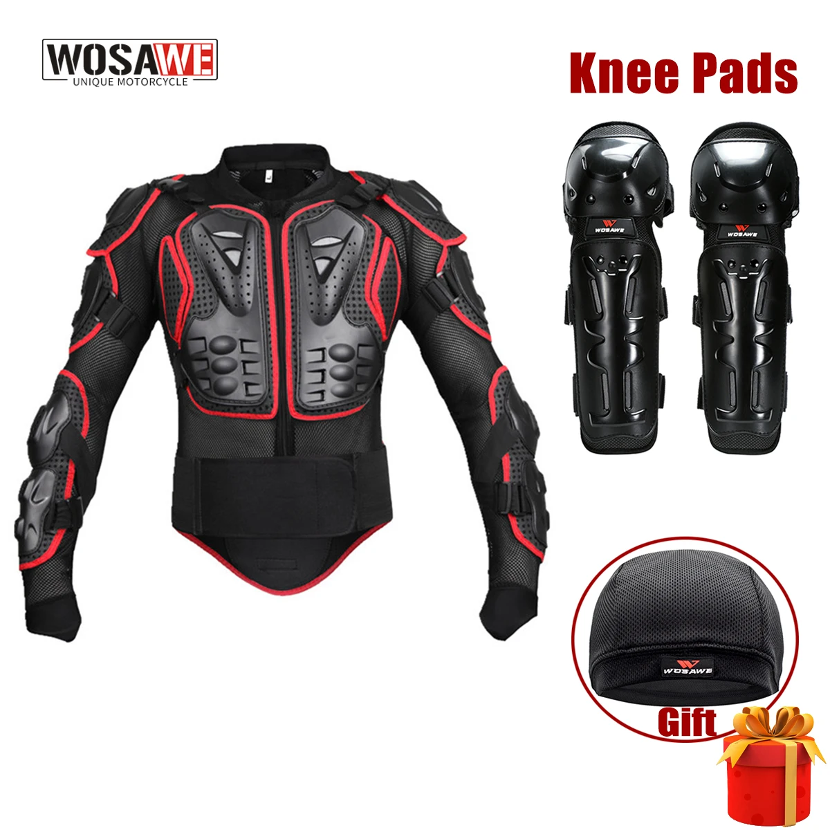 

WOSAWE Motorcycle Jacket Men Full Body Turtle Protection Armor Motocross Racing Jackets Pants Moto Riding Motorbike Knee Pads