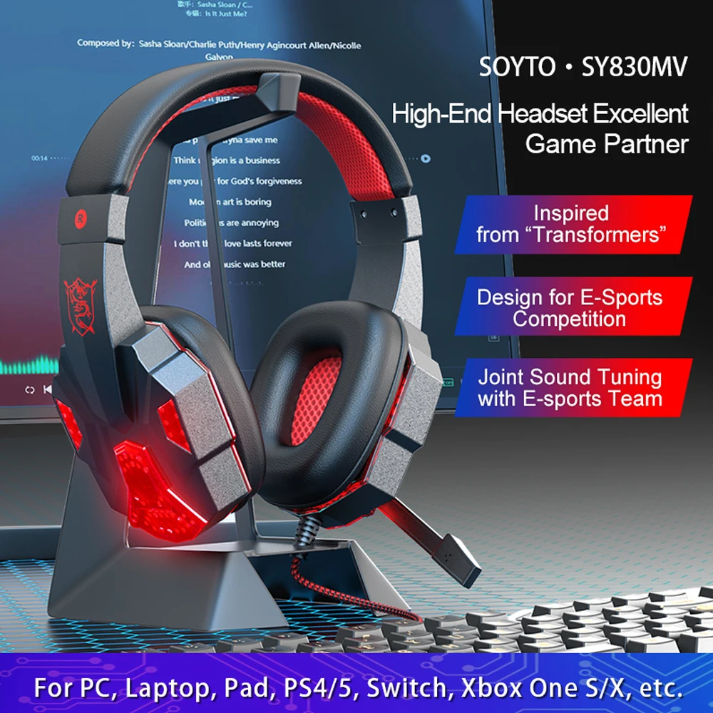 Wired Headsets Stereo Earphones Cool Lighting Gaming Headset For Smart Phones Computer Laptop Tablet PC Gaming Headphone