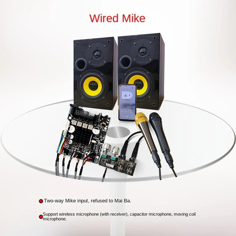 ZK-502HS KTV Microphone Audio Integrated Machine 2.0 Channel Bluetooth Amplifier Board 50W+50W, External Amplifier Board 2