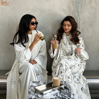 Zahraa New Abaya Hijab 2pcs Set Islamic Clothing Modest Abaya Women Muslim Dress Fashionable Printed Open Abaya with Lining 1