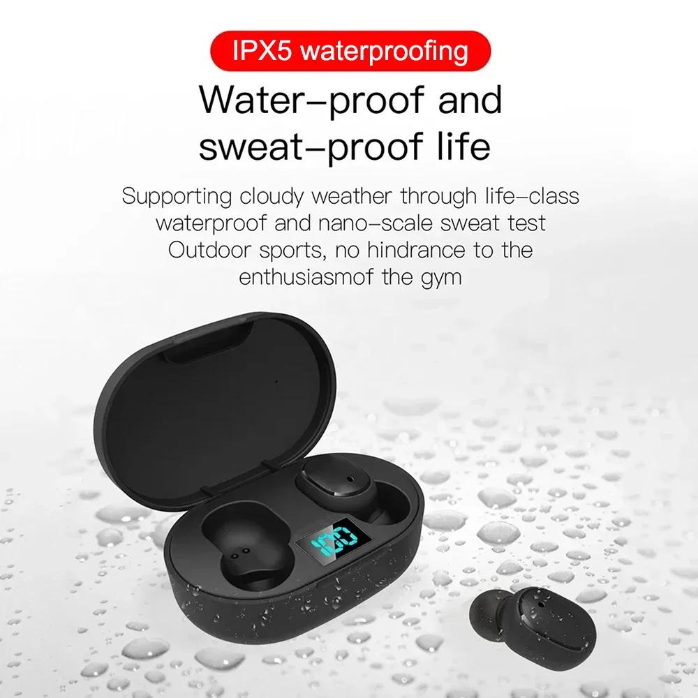 TWS Wireless Headphones Waterproof Noise Cancelling LED Earbuds With Mic Sport Bluetooth Earbuds for iPhone Xiaomi Huawei 6