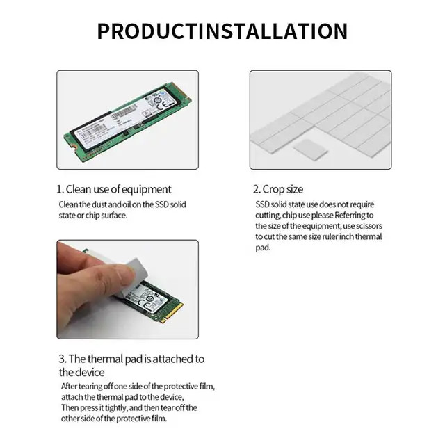 Refroidissement Pc Pads Thermiques Pour SSD M.2 - 6W/mk - 3 Épaisseurs (0.5 /1.0/1.5mm) Protection Surchauffe - Foto 11
