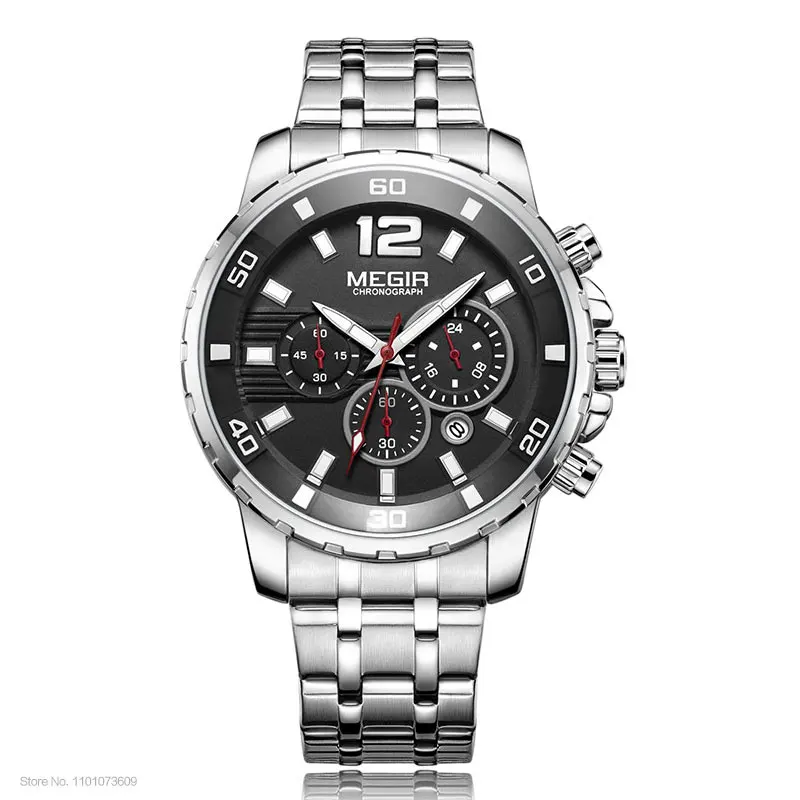 Luxury Military Sport Chronograph Waterproof Men's Wristwatch with Mesh Strap