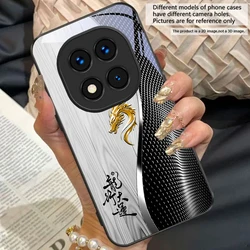 Elegant Black Tempered Glass Phone Case with Traditional Dragon Totem Design - Redmi Note 14 Pro 5G (India) (BLH - BLH2601311)