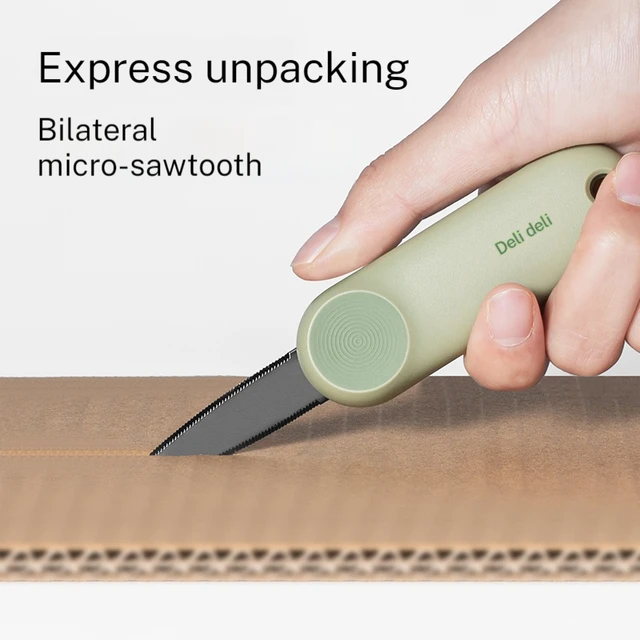 DELI Box Cutter with Anti-Slip Safety Grip - Portable Package Opener, Student-Safe Utility Knife for Unboxing, Wallpaper Trimmin