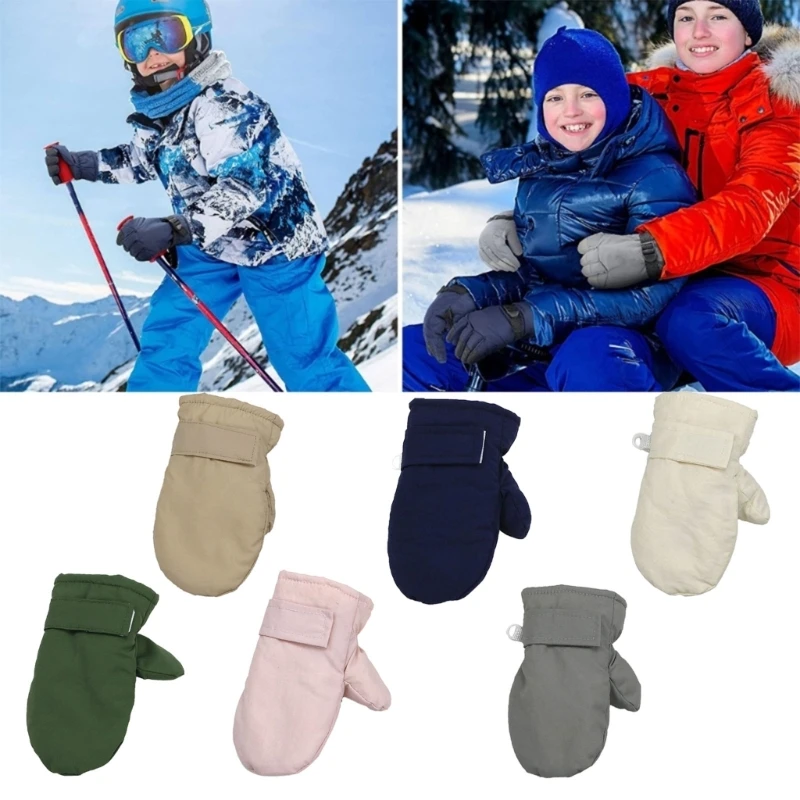 

Winter Gloves Warm Mittens with Fleece Lining Solid Color Gloves Comfortable Hand Wearing for Baby Boys and Girls Gift