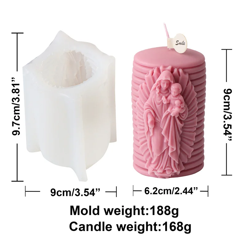 Elegant 3D Virgin Mary Silicone Candle Mold for Religious Home Decoration