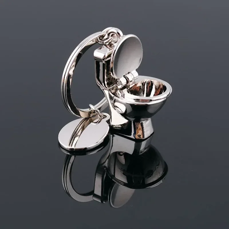 Portachiavi Creativo A Forma Di Mini WC – Colore Oro, In Metallo, Simpatico Accessorio Per Chiavi E Borse, Regalo Originale - 3