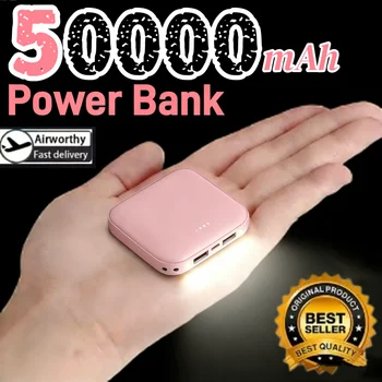 Power Bank Portatile da 50000mAh con Schermo a Specchio LED Digitale, Batteria Esterna per iPhone Xiaomi Huawei Samsung
