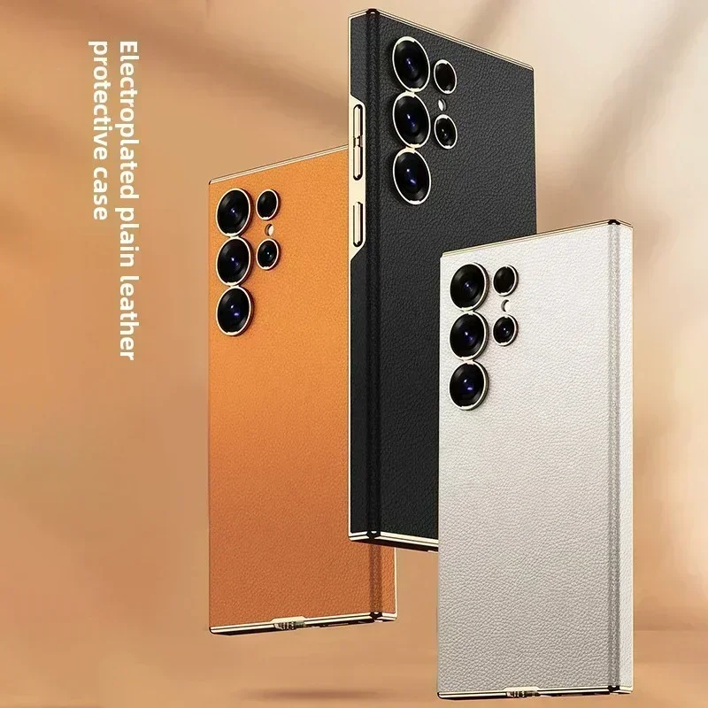 Electroplated Leather Hard Shell Protective Phone Case