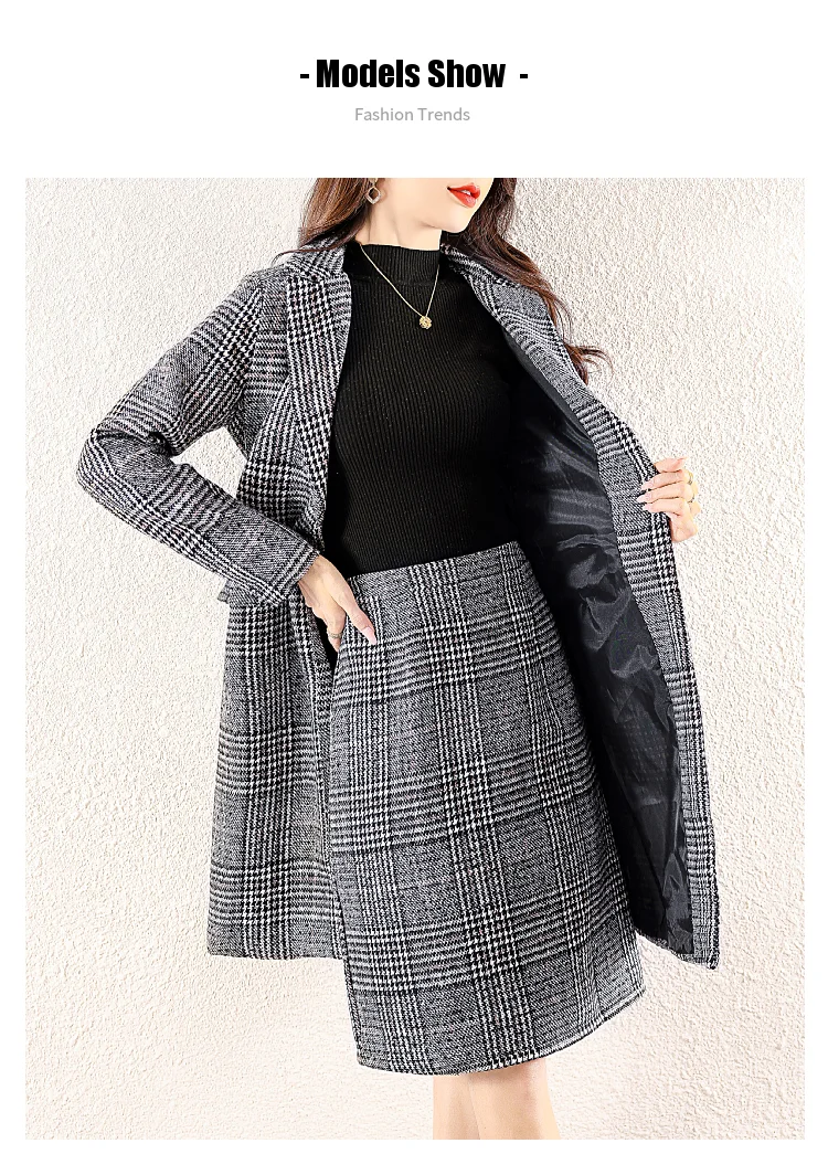 

Conjuntos Feminino Elegante Plaid Skirt Sets Polyester Ladies Two Piece Set Outfits Regular Fit Two Piece Sets Womens Outifits