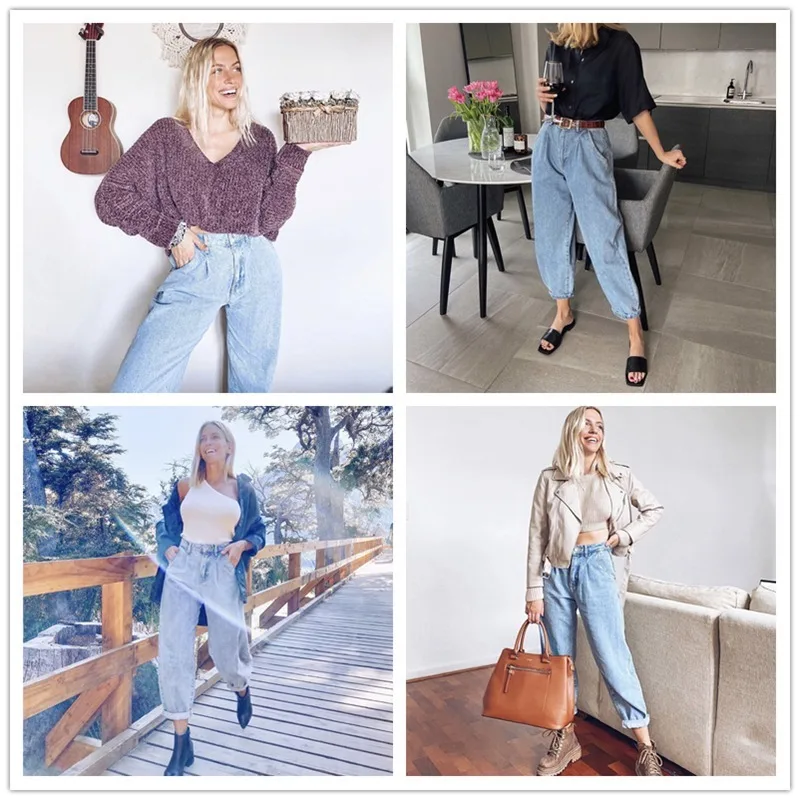 Spring and Autumn Fashion Cotton Jeans Women 2023 New High Waist Blue Retro Harlan Washed Office Ladies Casual Jeans Women