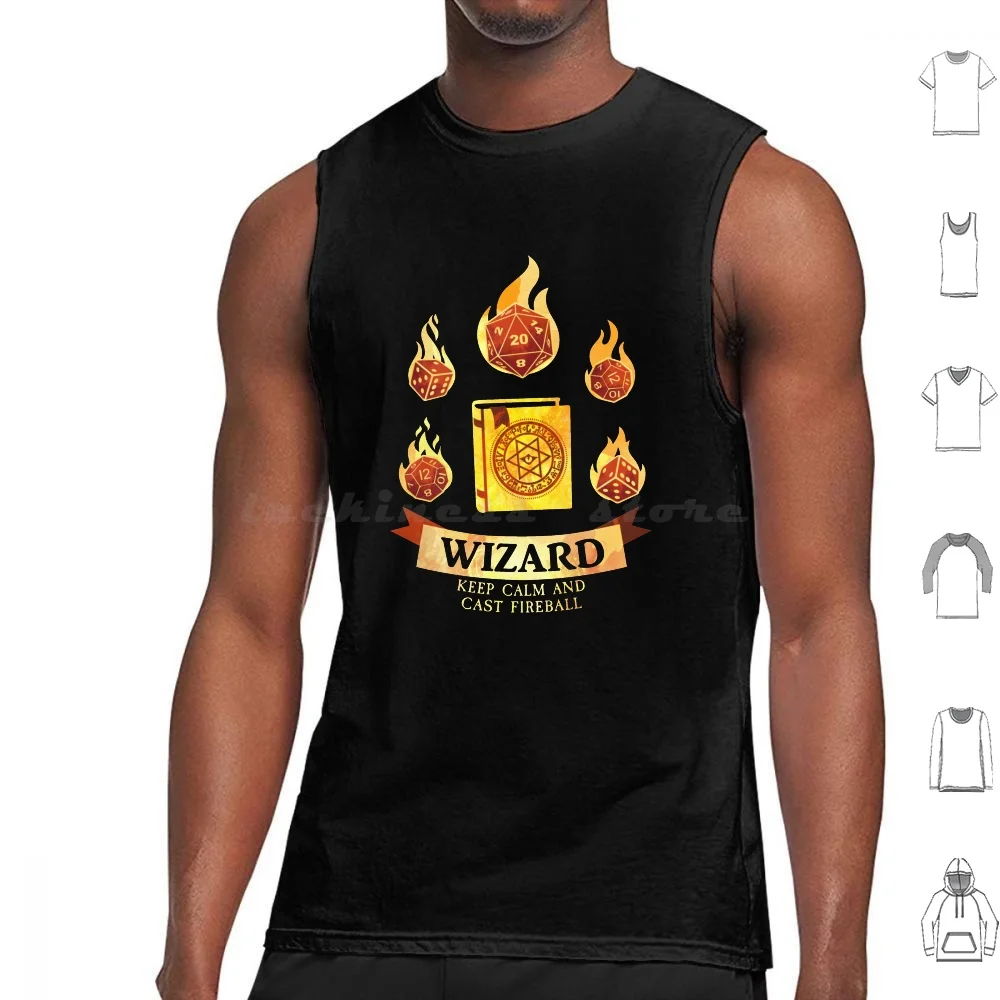 Wizard : Keep Calm And Cast Fireball Canotte Gilet Senza Maniche Dnd Dnd Wizard E Wizard E Wizard Classe Dnd Class