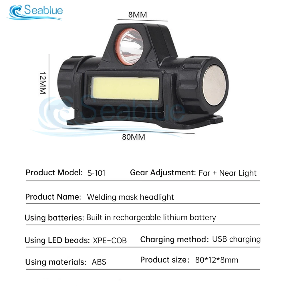 Automatische Fotoelektrische Lasgezicht Cover Lamp USB Opladen Dubbel-purpose Koplamp Argon Arc Lassen Cap Lassen Verlichting