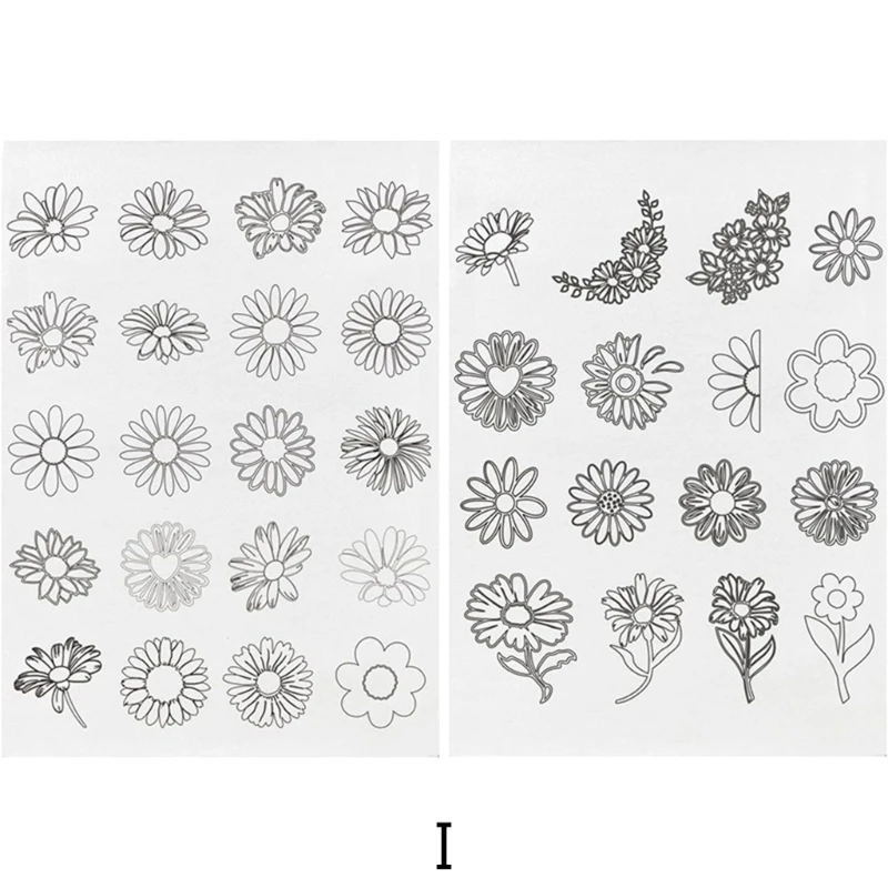 Q1JB 2 Sheets Water Soluble Stabilizer for Embroidery, Pre-Printed Flowers and Leaves Pattern Embroidery Paper for Sewing