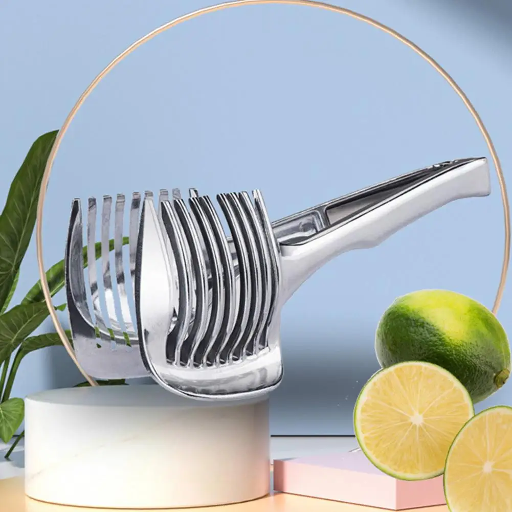 Onion Slicer Vegetable Cutter Alloy Handheld Orange Lemon Slicer Tomato Cutting Clip Fruit Kitchen Cutting Tool
