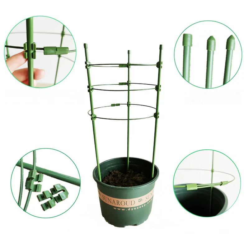 

45cm Climbing Vine Rack Plant Potted Support Frame Plastic Coated Steel Flower Vegetables Decorative Trellis Bracket 1Pc